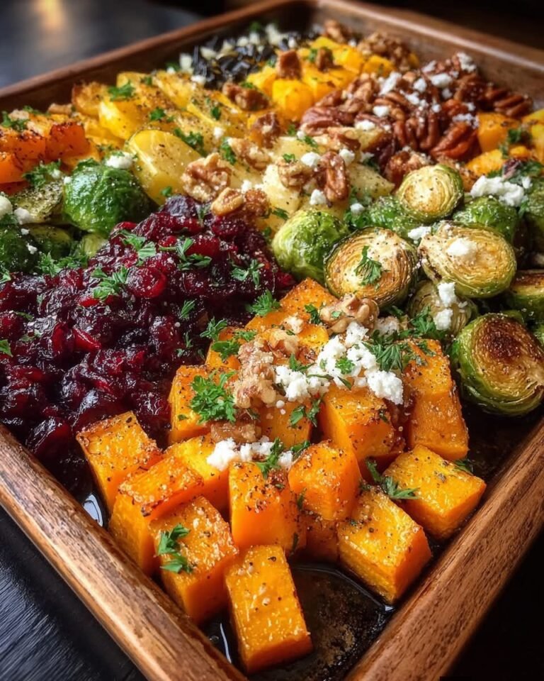 Cranberry-Glazed Roasted Butternut Squash, Brussels Sprouts, and Sweet Potato Salad